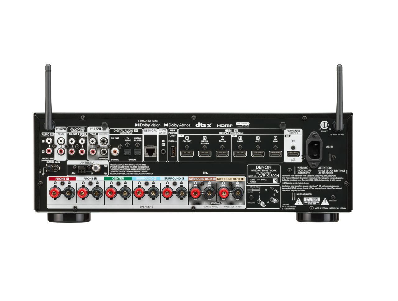 Denon AVR-X1800H AV Receiver Powered by HEOS™ and Dolby Atmos
