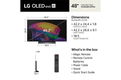 LG OLED evo AI C6 48" 4K Smart TV (OLED48C6PUA), dimensions and what's in the box
