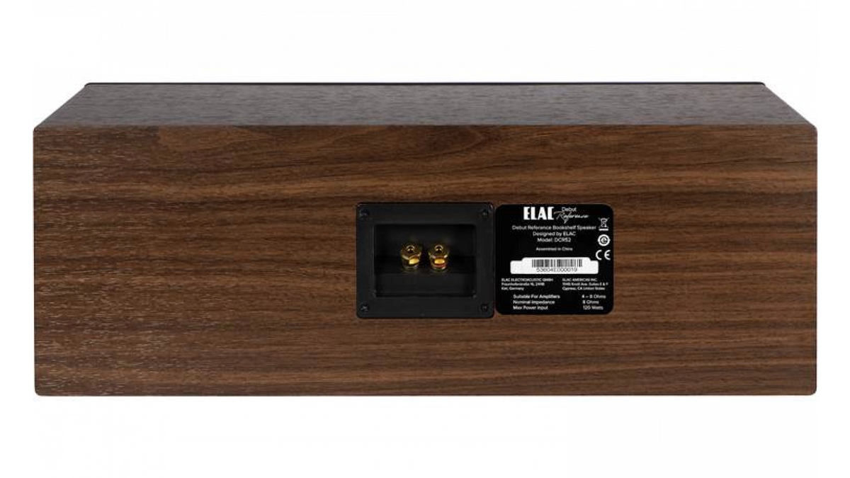 Elac DCR52 in Walnut-Black, rear view