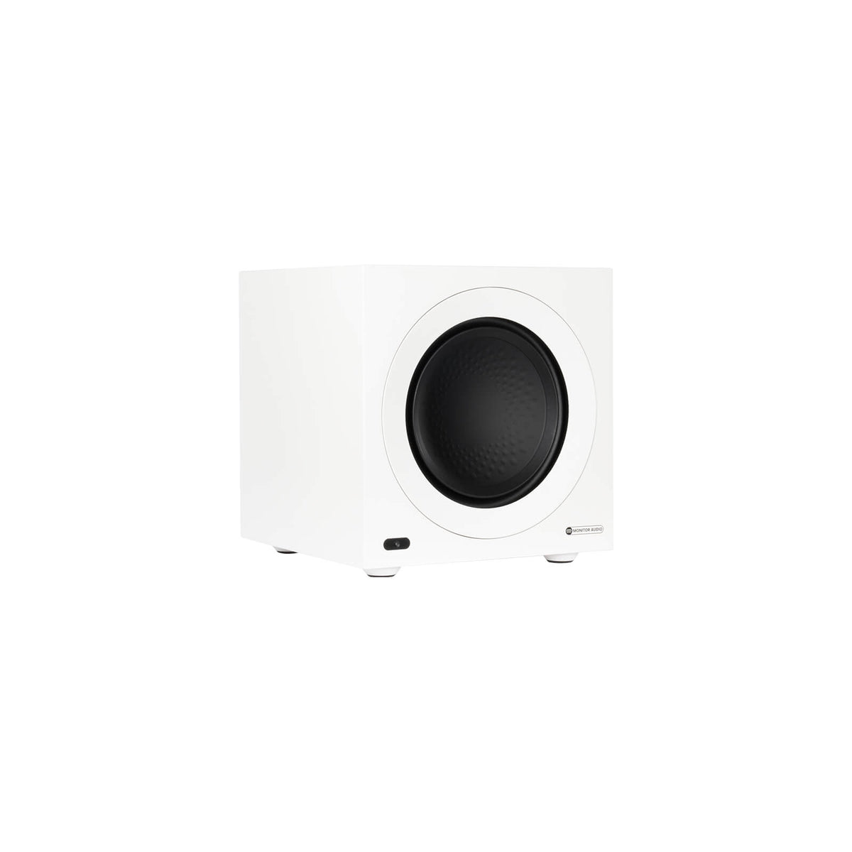 Monitor Audio Anthra W10 in Satin White, angled view