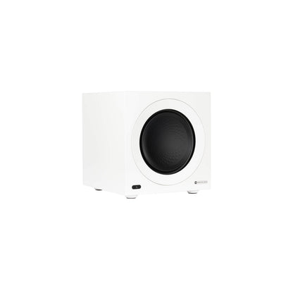 Monitor Audio Anthra W10 in Satin White, angled view