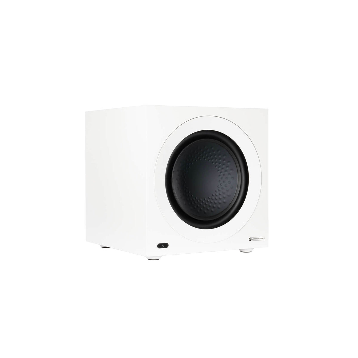 Monitor Audio Anthra W12 in Satin White, angled view