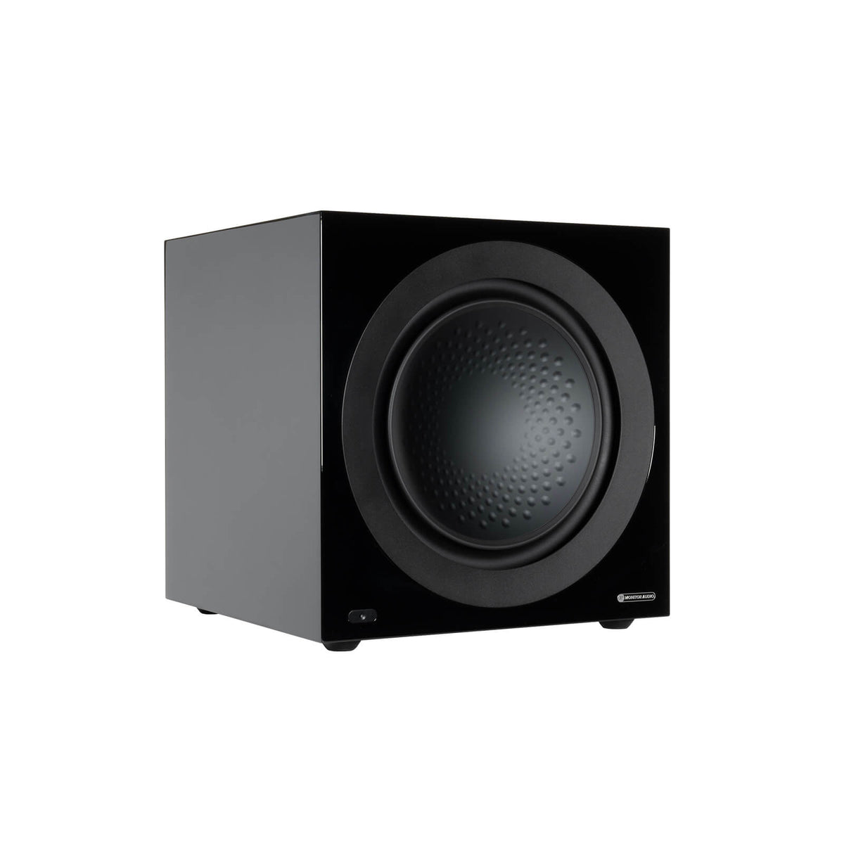 Monitor Audio Anthra W15 in High Gloss Black, angled view