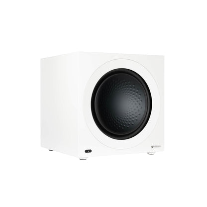 Monitor Audio Anthra W15 in Satin White, angled view