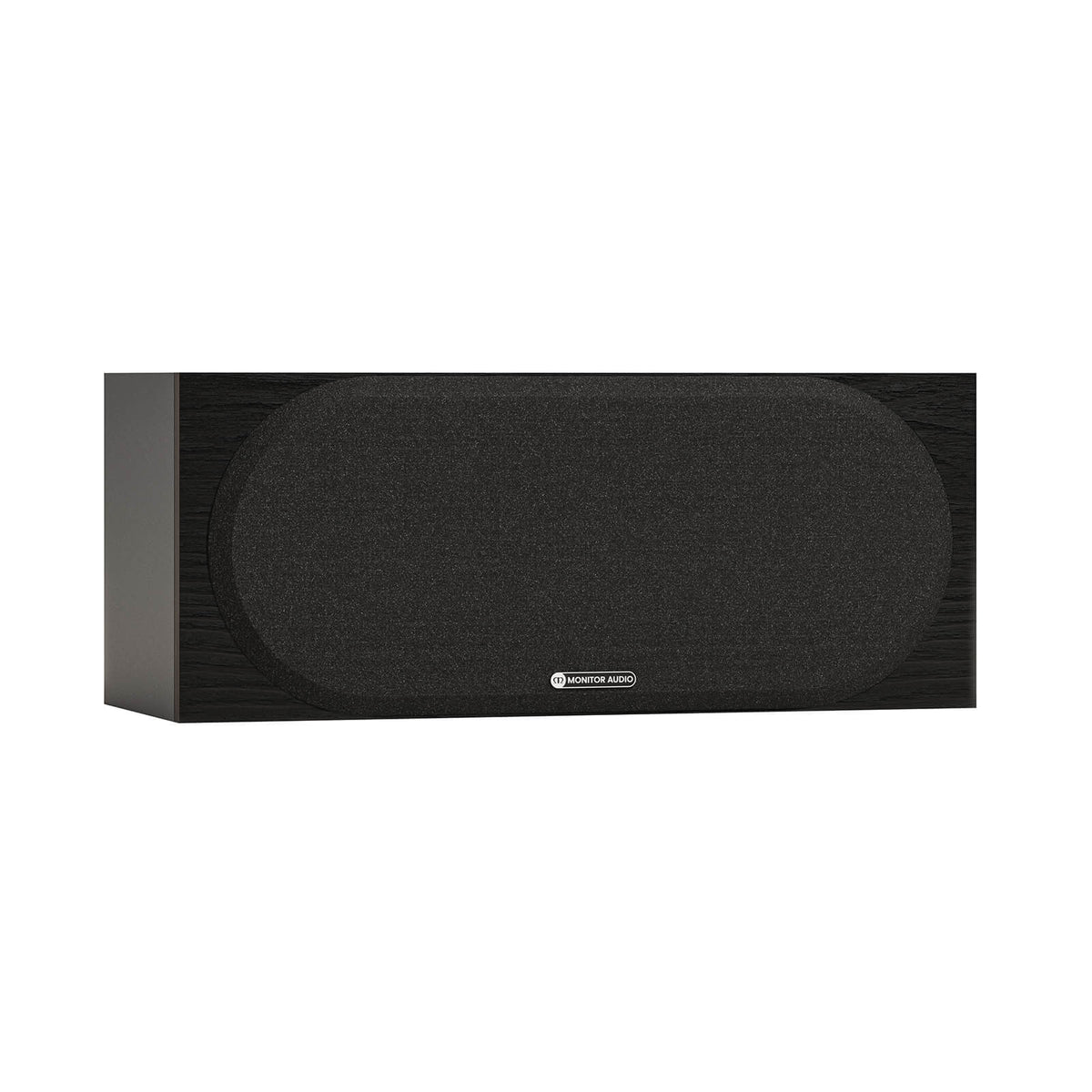 Monitor Audio Bronze Centre 7G in Black, angled view with grilles