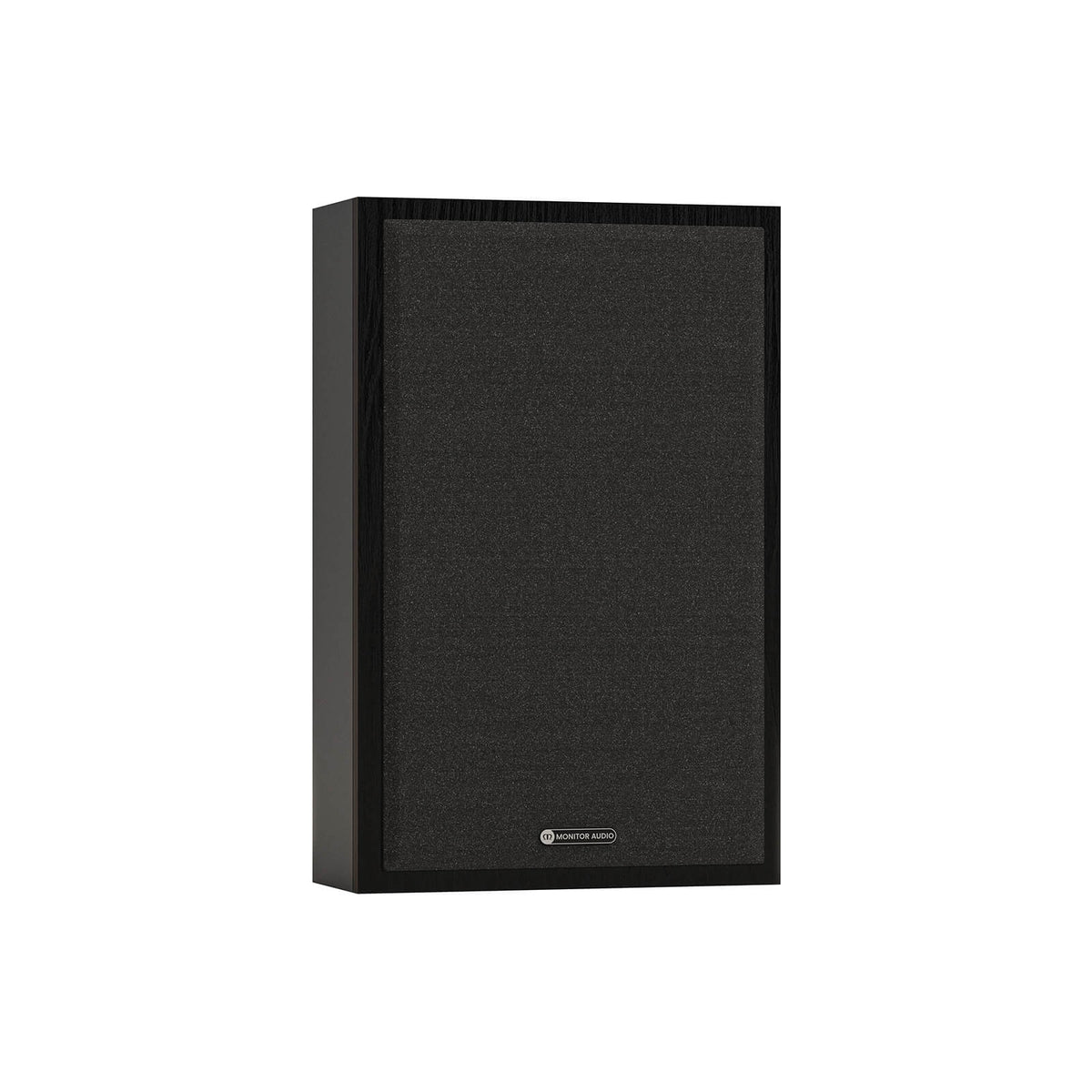 Monitor Audio Bronze On-Wall 7G in Black, angled view with grilles