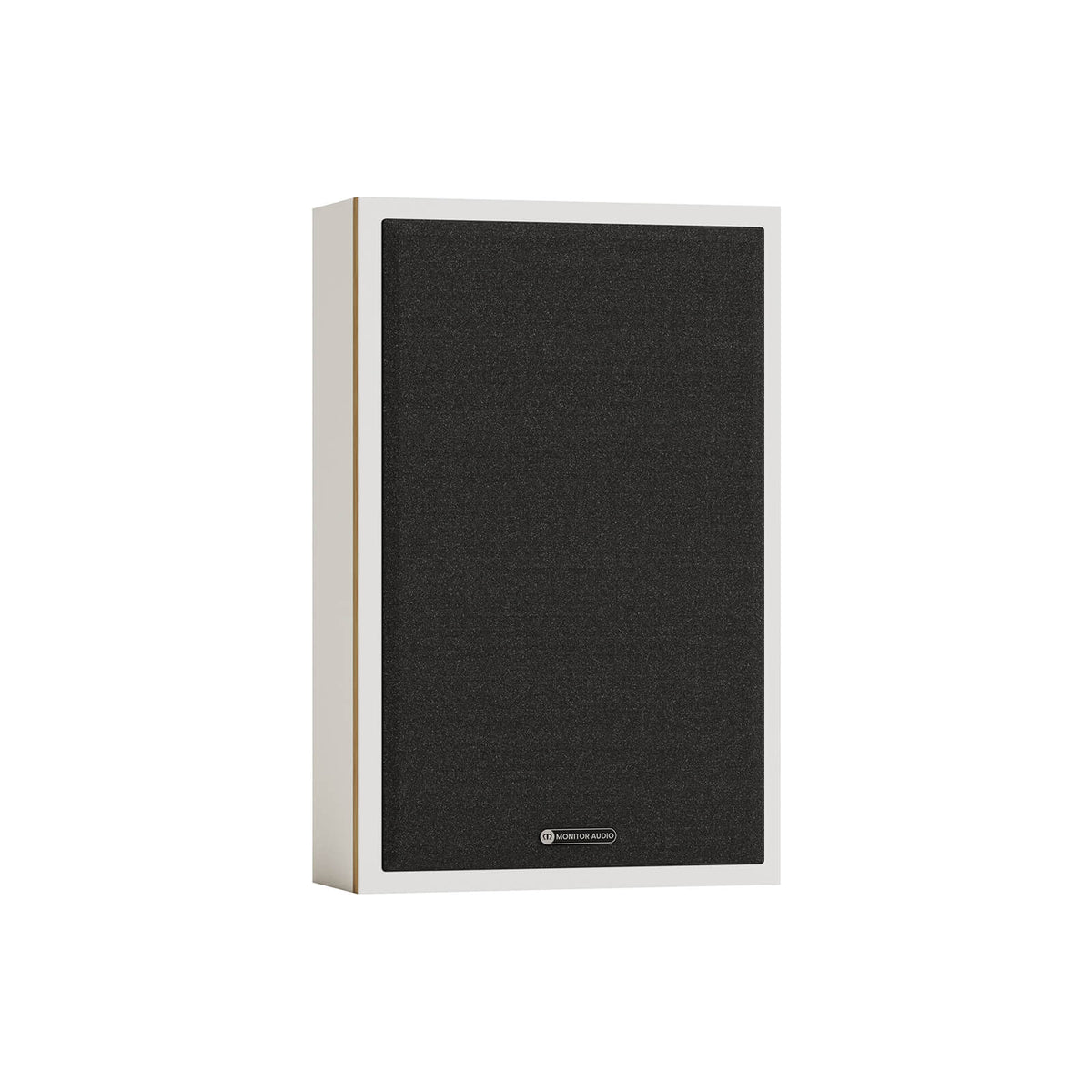 Monitor Audio Bronze On-Wall 7G in White, angled view with grilles