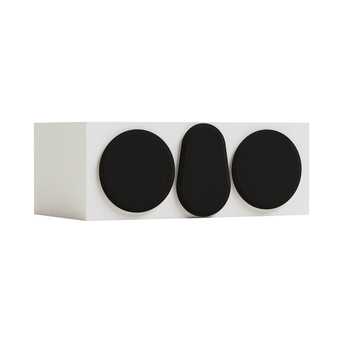 Monitor Audio Gold C250 6G in Satin White, angled view with grilles