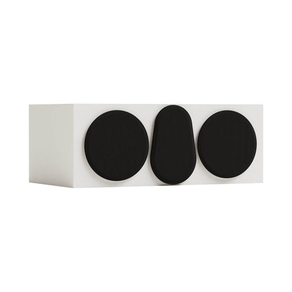 Monitor Audio Gold C250 6G in Satin White, angled view with grilles
