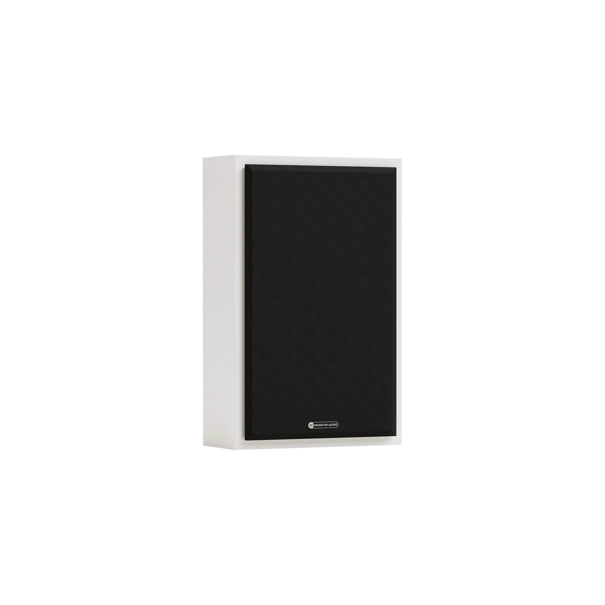Monitor Audio Gold On-Wall 6G in Satin White, angled view with grilles