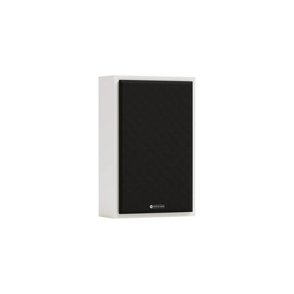 Monitor Audio Gold On-Wall 6G in Satin White, angled view with grilles