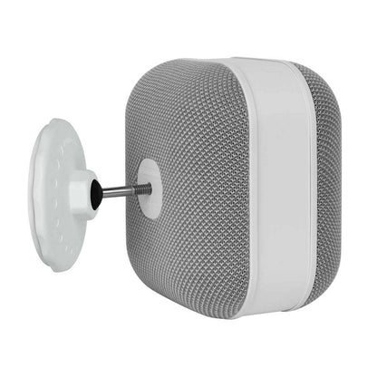 Monitor Audio MASM Universal Speaker Bracket in White, with a MASS Satellite speaker fitted