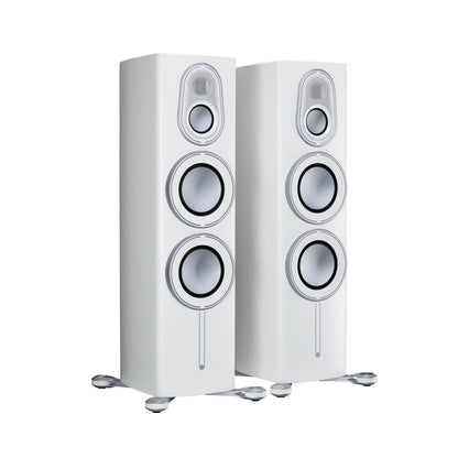 Monitor Audio Platinum 300 3G in Pure Satin White, angled view
