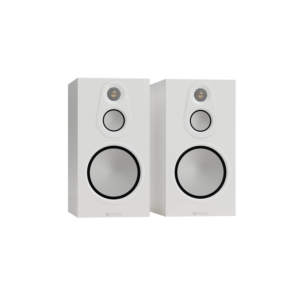 Monitor Audio Silver 100 8G in Satin White, angled view