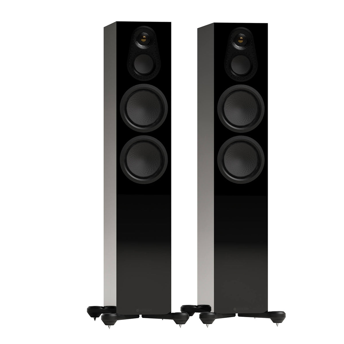 Monitor Audio Silver 300 8G in High Gloss Black, angled view