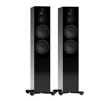 Monitor Audio Silver 300 8G in High Gloss Black, angled view