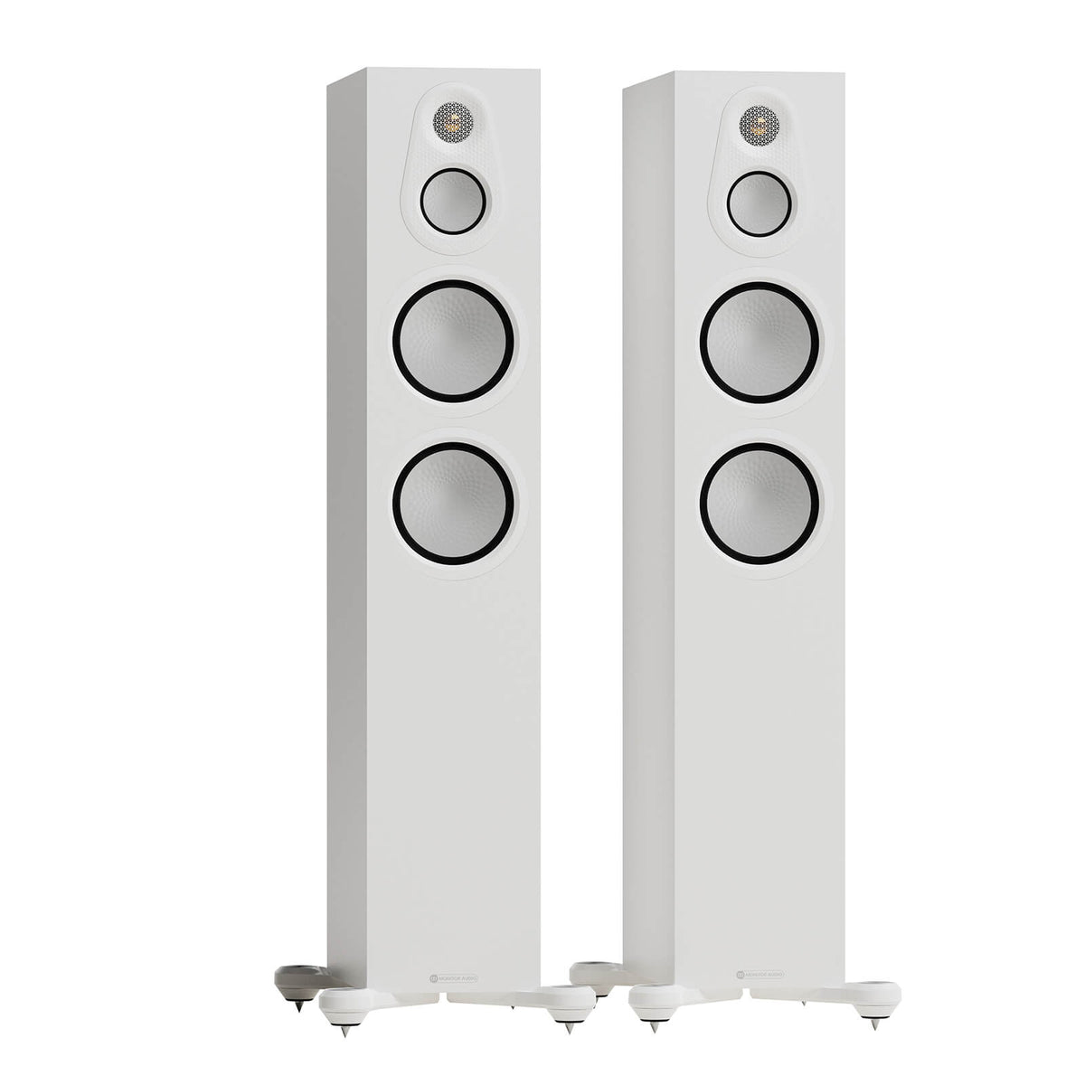 Monitor Audio Silver 300 8G in Satin White, angled view