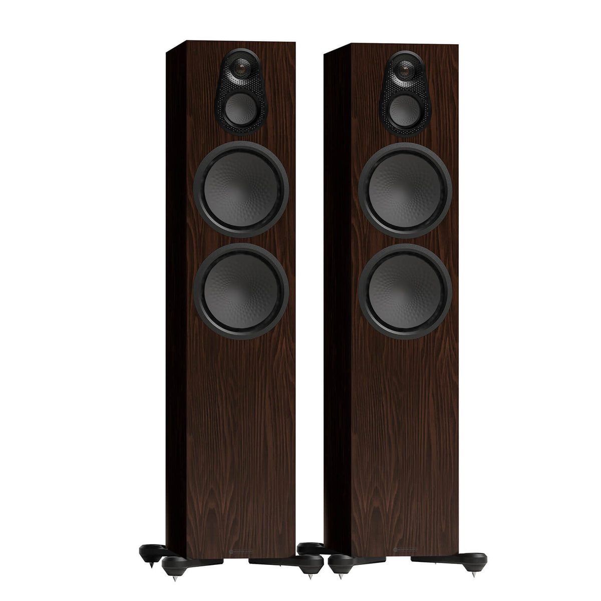 Monitor Audio Silver 500 8G in European Walnut, angled view
