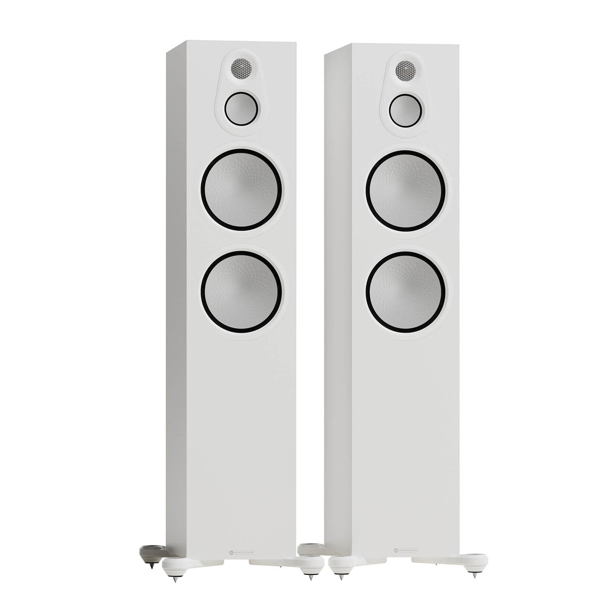 Monitor Audio Silver 500 8G in Satin White, angled view