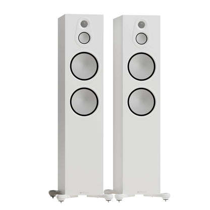 Monitor Audio Silver 500 8G in Satin White, angled view