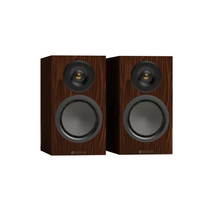 Monitor Audio Silver 50 8G in European Walnut, angled view