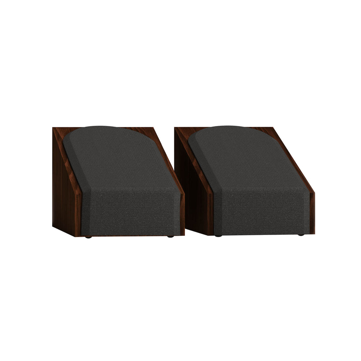 Monitor Audio Silver AMS 8G in European Walnut, angled view with grilles
