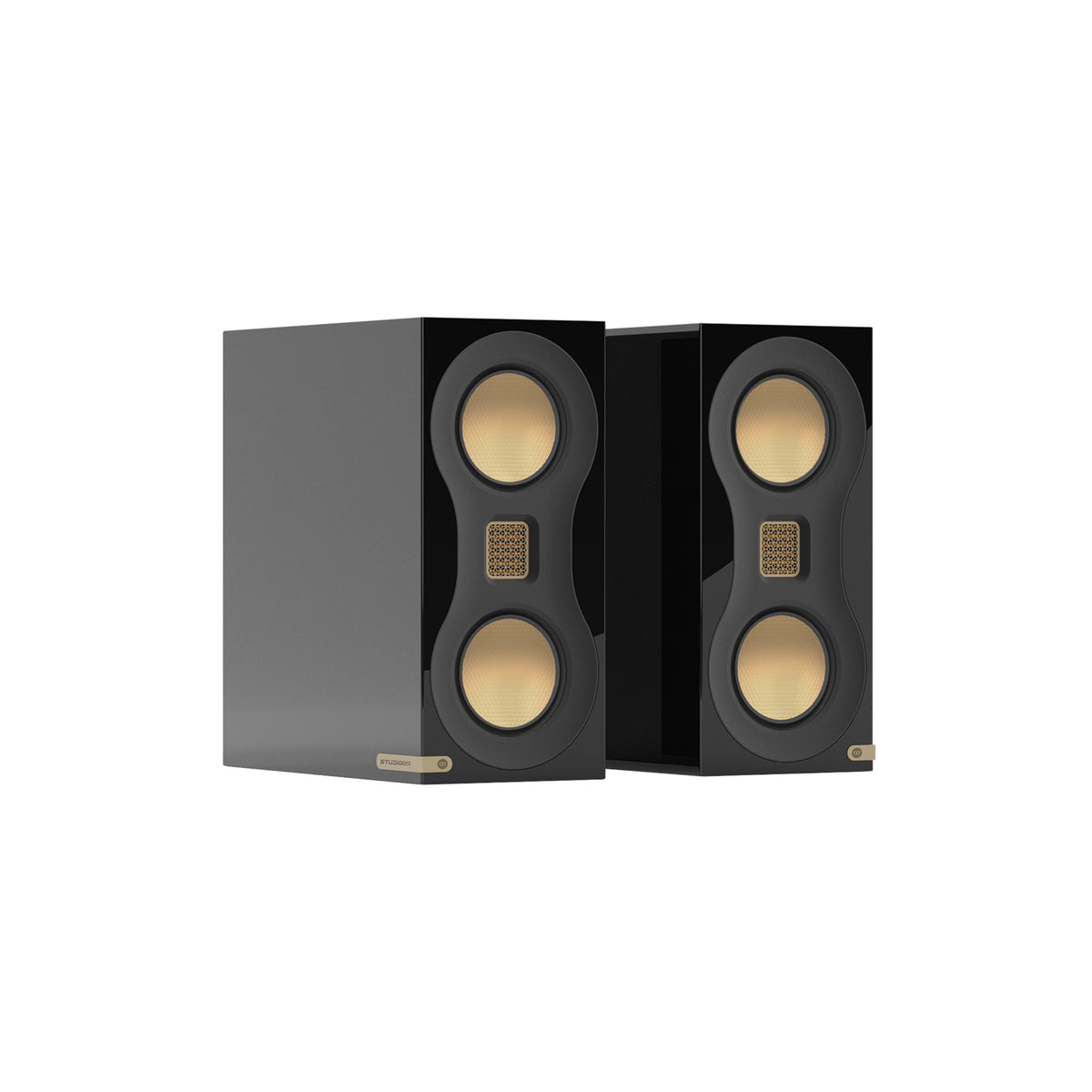 Monitor Audio Studio 89 in High Gloss Black, angled view