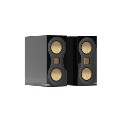 Monitor Audio Studio 89 in High Gloss Black, angled view