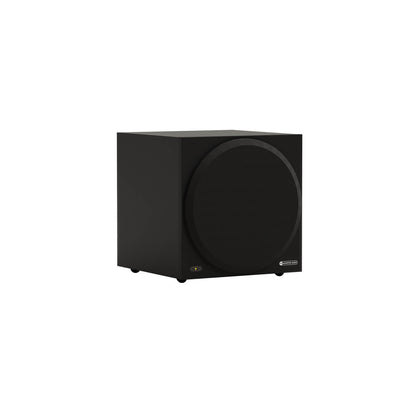 Monitor Audio Vestra W10 in Matte Black, angled view
