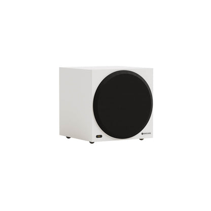 Monitor Audio Vestra W10 in Matte White, angled view