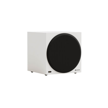 Monitor Audio Vestra W12 in Matte White, angled view