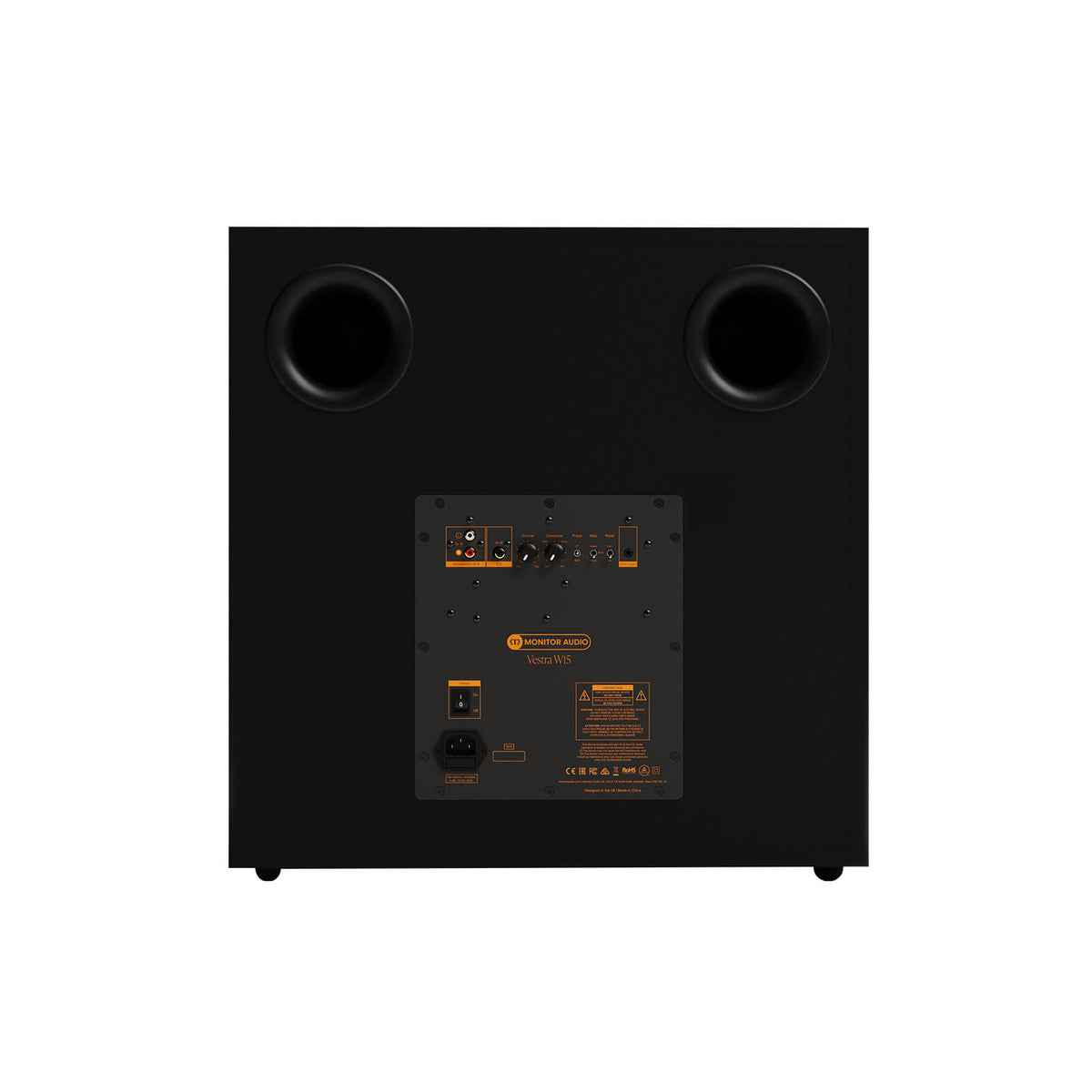 Monitor Audio Vestra W15 in Matte Black, rear view