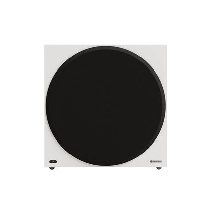 Monitor Audio Vestra W15 in Matte White, front view with grille