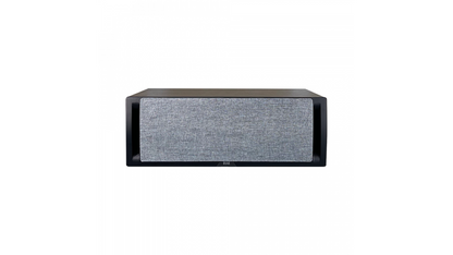 Elac UCR52 in Walnut-Black, front view with grille